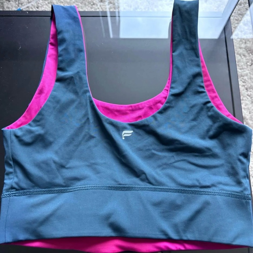 Fabletics Teal Sports Bra with Pink Lining